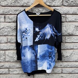 Tristan Black and Blue Artistic Long Sleeve Top